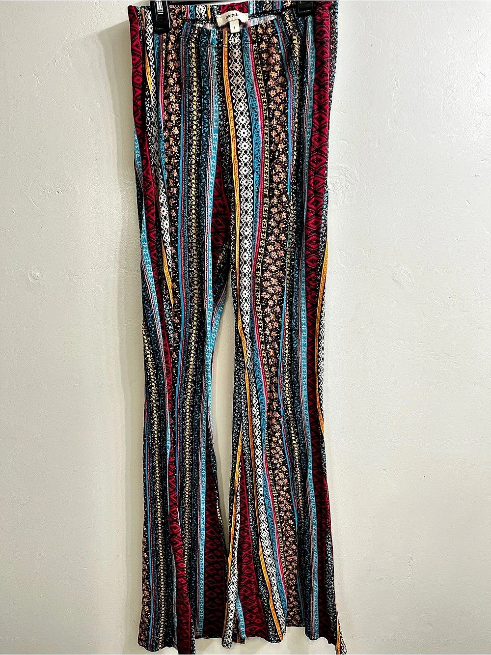 meraki Wide Leg Printed Pants in Black & Pink Size Small
